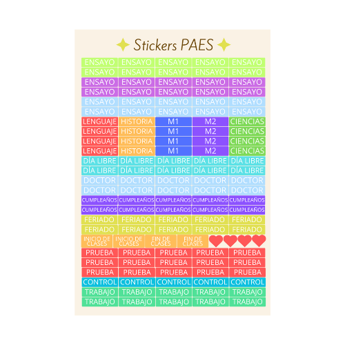 Stickers de Planificación PAES o Estudiante